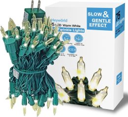 Heyworld Slow Twinke Lights 75 LED Gentle Twinkling Christmas Lights, UL Certified Waterproof String Lights, 37 of 75 Lights Twinkle, 28 Feet, Connect Up to 3 Sets End to End, Indoor Outdoor Use
