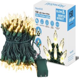Heyworld Slow Twinke Lights 150 LED Gentle Twinkling Christmas Lights, UL Certified Waterproof String Lights, 75 of 150 Lights Twinkle, 50 Feet, Connect Up to 3 Sets End to End, Indoor Outdoor Use