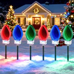 Heyworld 3D LED Infinity Mirror Pathway Lights Plug in, Tunnel Effect Christmas Walkway Lights with Stakes, Xmas Decor Outdoor for Garden Yard Lawn
