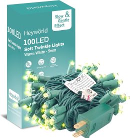 Heyworld 35/50/60/100 LED Slow Twinkle Christmas Lights, UL Certified Soft String Lights, 5mm Waterproof Fairy Glow for Indoor/Outdoor Christmas, Wedding, Garden Decor