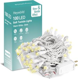 Heyworld 35/50/60/100 LED Soft Twinkle Christmas Light, Gentle Twinkling String Light with White Wire, 5mm Wide Angle Waterproof, UL Certified Connectable for Indoor Outdoor Xmas Tree Holiday Party Decoration