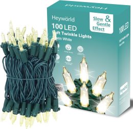 Heyworld 20/50/100 LED Slow Twinkle Christmas String Lights, Soft Twinkling Mini Lights, UL Certified  Connectable for Indoor & Outdoor Christmas Decorations