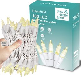 Heyworld 20/50/100 LED Soft Twinkling Christmas Lights Mini String Lights, Random Twinkle Lights on White Wire Cord, UL Approved for Indoor Outdoor Decoration